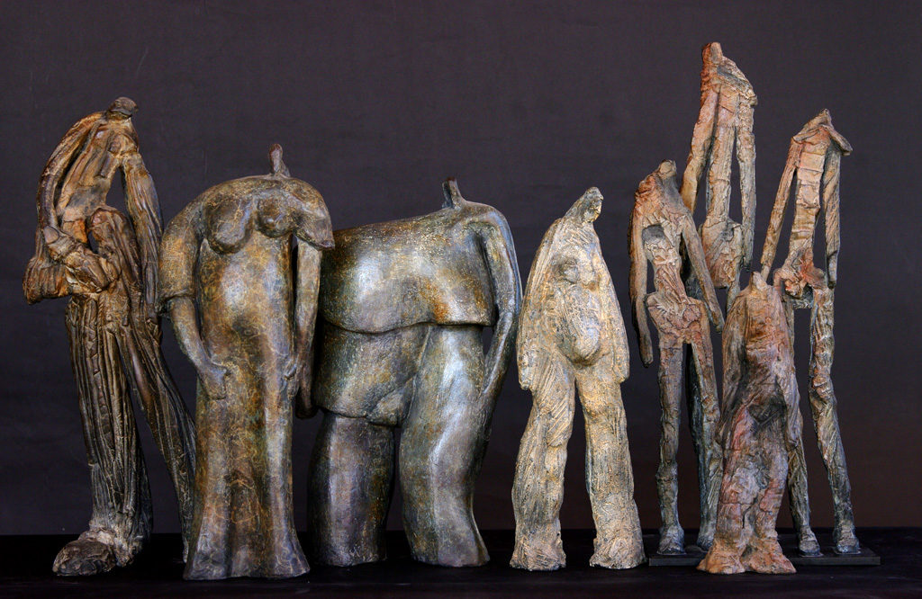 Portrait de famille sculpture en bronze de Philippe Doberset