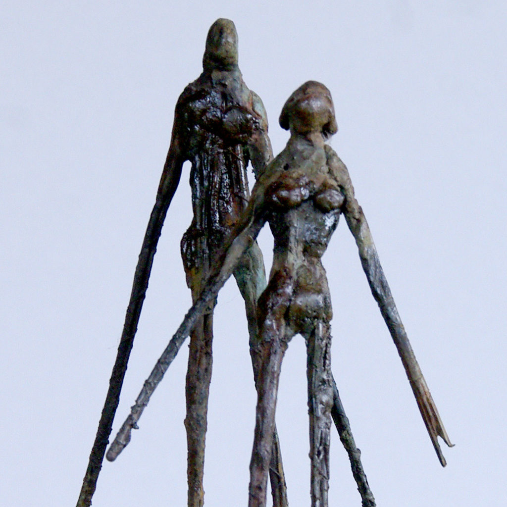 Couple de personnages en bronze. Sculpture de Philippe Doberset