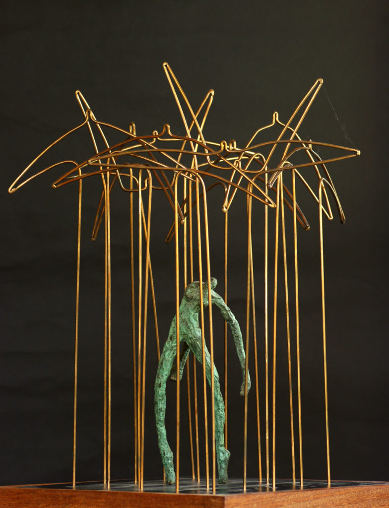 Danaé ou la cage dorée. Sculpture en bronze de  Philippe Doberset