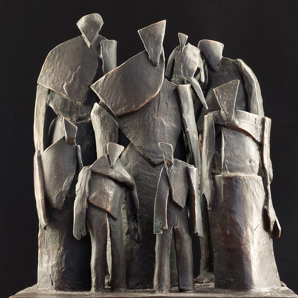Groupe de personnages en bronze. Sculpture de Philippe Doberset